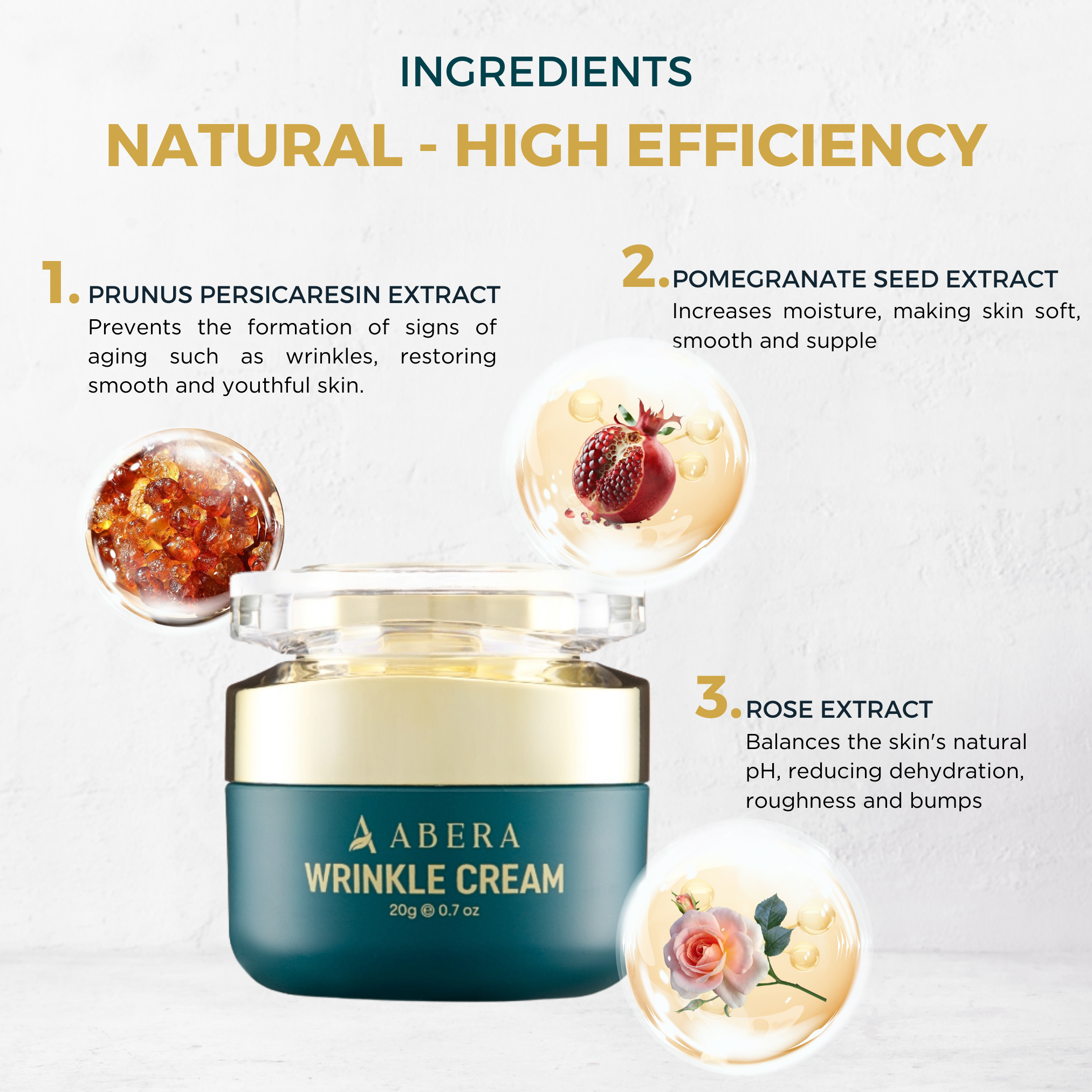 Abera Wrinkle Cream - For Youthful, Smooth and Radiant Skin (0.7 Oz Per Item)